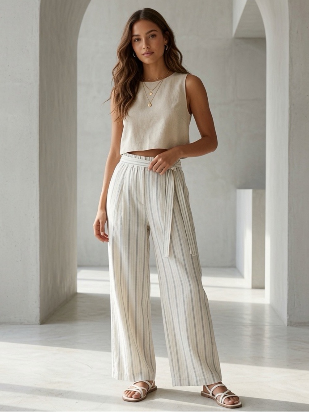 Top Shop Striped White and black vacation  Pants